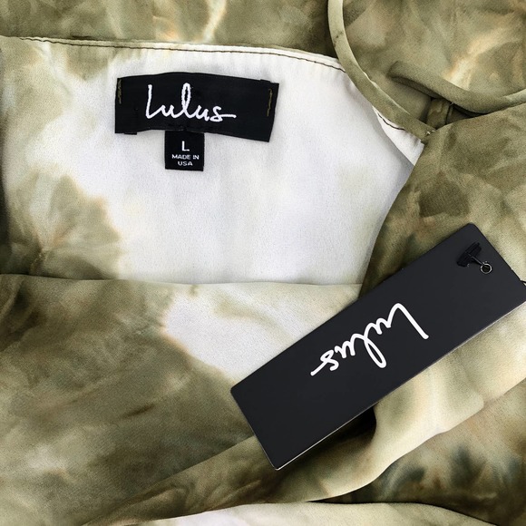 Lulu’s NEW Womens Size Large Cool Vibes Mini Slip Dress Tie Dye Cowl Neck - Picture 8 of 9